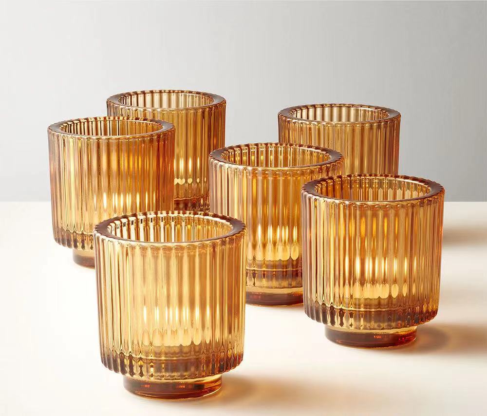 Vertical stripes glass jar for candles